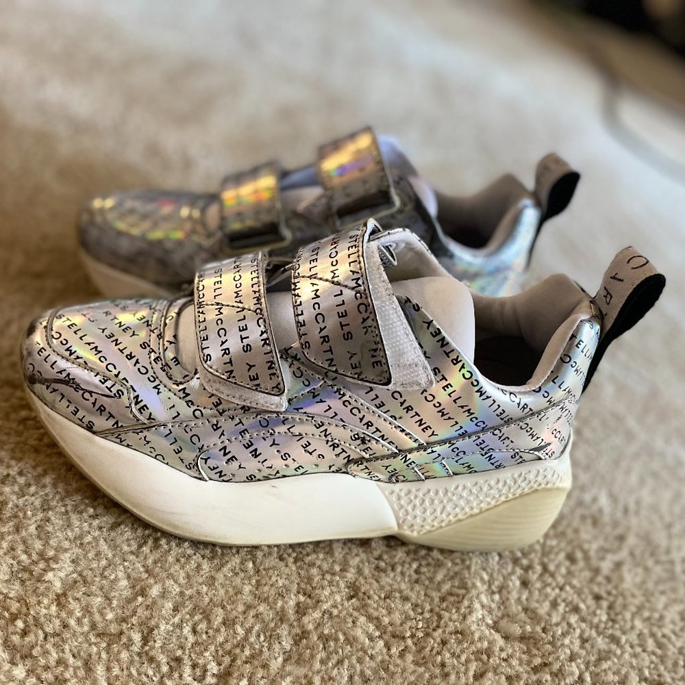 Stella Mccartney Iridescent Logo Eclypse Sneakers, Size 38